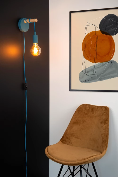 Lucide POLA - Applique murale Chambres d'enfant - 1xE27 - Bleu - ambiance 1